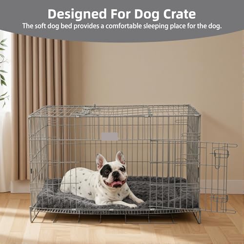 Washable Dog Bed Mat Large Size Fluffy Pet Crate Pad 42x28 XL (Grey / 42.00" x 28.00" x 1.50")