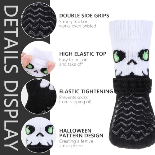 Anti Slip Dog Socks to Prevent Licking Paws for Hot Pavement (White & Black / Small)