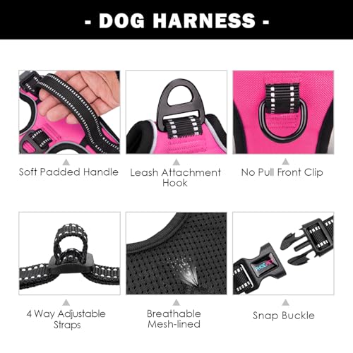 No Pull Dog Harnesses for Small Dogs Reflective Adjustable (Small / Pink)