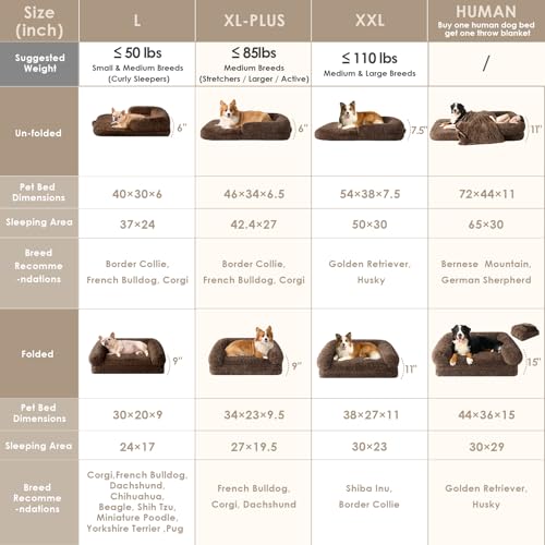 Foldable XXL Dog Bed for Large Sized Dog (54x38x7.5(Folded 38x27) / Brown)