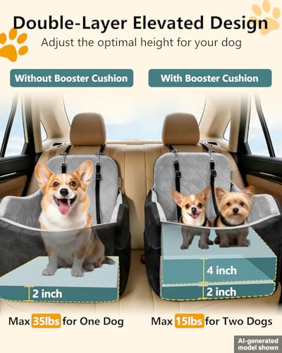 Dog Car Seat for Small Dogs Up to 35 lbs (Black/Grey)