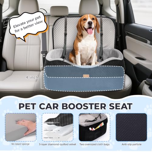 Large Dog Car Seat for Medium Sized Dogs Under 55lbs or 2 Smalls (Black/Gray / Large)