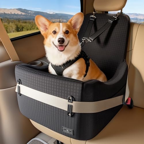Dog Car Seat with Patented Safety System (Black / Medium)