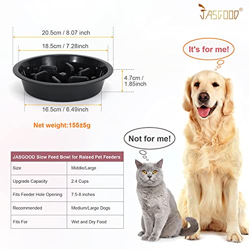 Dog Feeder Slow Eating Pet Bowl for Raised Pet Feeders Preventing Choking Food Water Bowl Elevated Diners Replacement Bowl (2 Cups-Fit Opening 7.5"-8"Feeder / C-Black)
