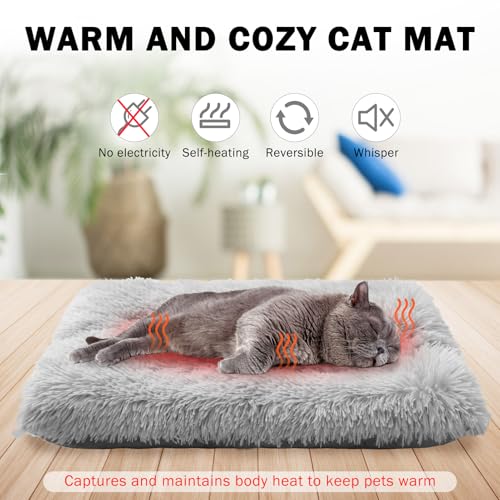 Self Warming Cat Bed Self Heating Cat Dog Mat (Grey / L: 24"x28")