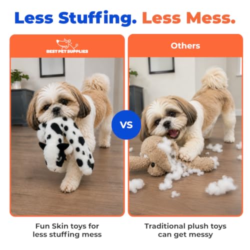 2-in-1 Stuffless Squeaky Dog Toy - Cow, Medium (Cow / Medium)