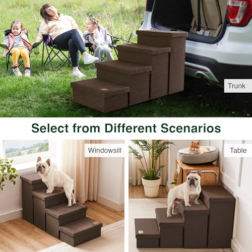 Dog Stairs for High Bed (Coffee / 37.4" X 17" X 21.3" H)