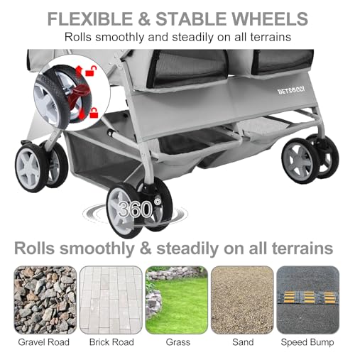 Double Pet Stroller for 2 Small Dogs & Cats (Gray)