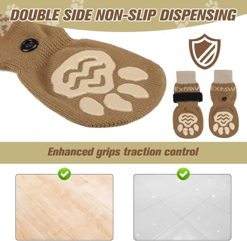 6PCS Anti Slip Dog Socks to Prevent Licking Paws (X-large (6 Count) / Khaki)