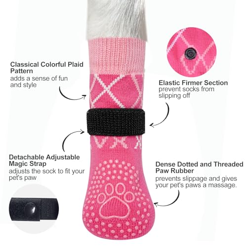 6PCS Dog Socks to Prevent Licking Paws for Hot (Rose / S/M(Pack of 6))