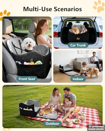 Dog Car Seat for Small Dogs Up to 35 lbs (Black/Grey)