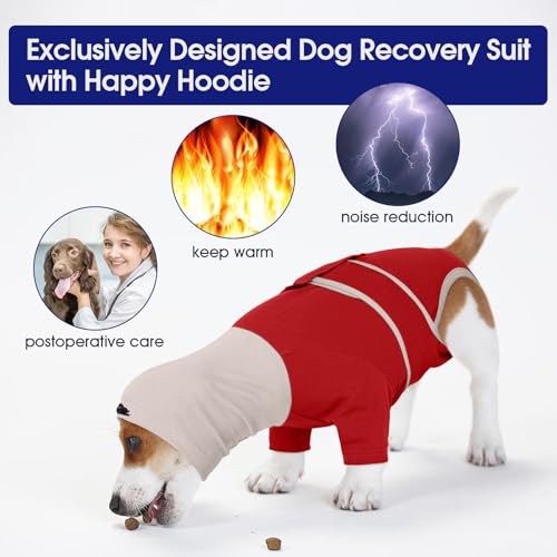 Surgery Suit for Dogs Male Female (X-Small / New Version- Red)