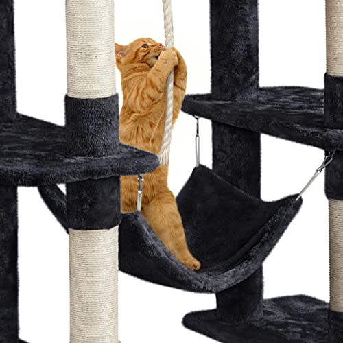 63in Sturdy Large Cat Tree for Indoor Heavy Cats (Black / 63in)