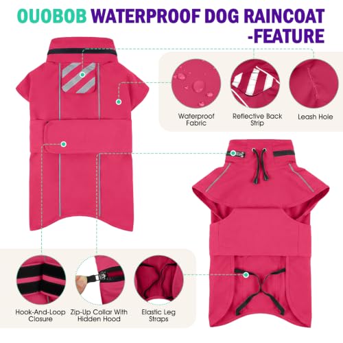 Dog Raincoat Waterproof Dog Rain Jacket with Hood (Pink / Medium)