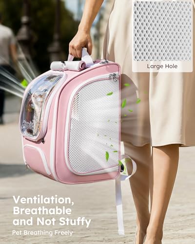 Cat Backpack Carrier (Pink / 12.6"L x 10.2"W x 16.5"H)