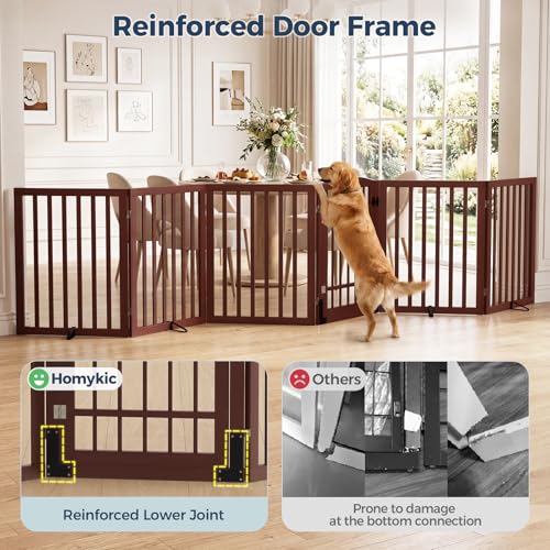 Dog Gate Indoor (Espresso / 132.3"Wx30"H, 6 Panels w/ Door)