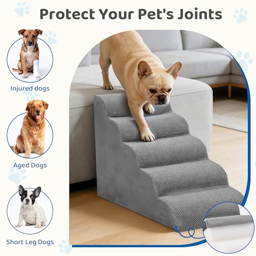 Dog Stairs for Small Dogs and Cats (Grey / Round-22.8"H)