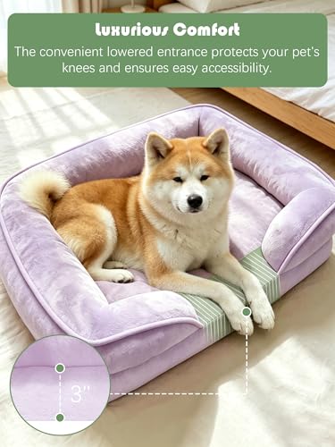 Orthopedic Dog Bed with Sides (48.0"L x 35.0"W x 8.0"Th / Purple)