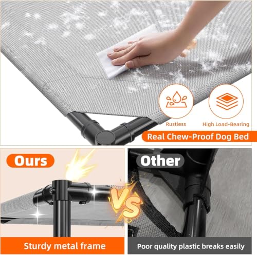 Raised Dog Bed for Large Dogs (42"L x 31"W x 8.5"Th / Grey)