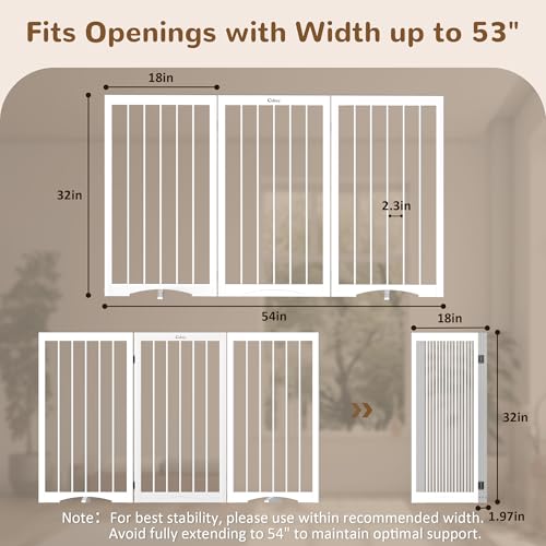 32" Extra Tall Free Standing Dog Gate Indoor (White / 3-Panel, 32"Tall)