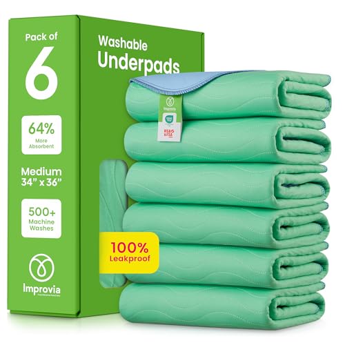 Washable Underpads (Green / 34"x36" (Pack of 6))