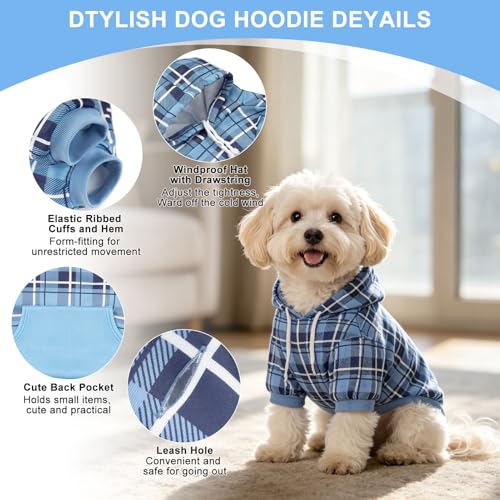 Plaid Dog Hoodie (S-Medium / Blue)