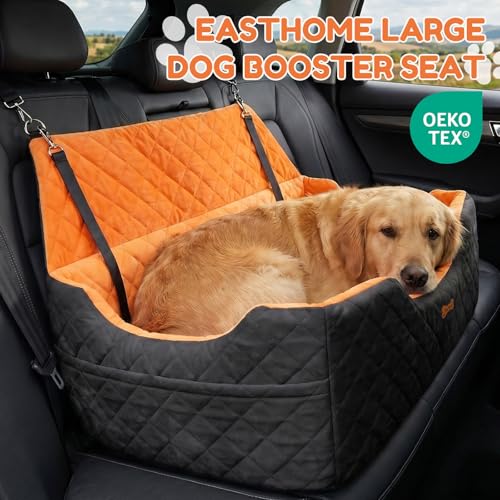 Dog Car Seat for Large Medium Dogs up to 55 lbs (Black-orange / Large)