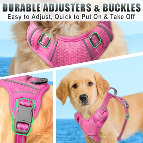 Dog Harness for Small Sized Dog No Pull Dog Vest ID Tag Pocket (Pink / X-Small)