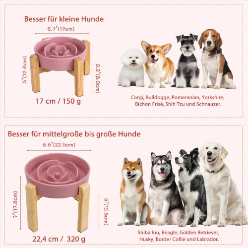 Elevated Slow Feeder Dog Bowl (Pink / 1.5 Cups)