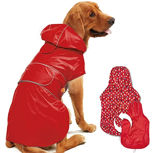 Dog Raincoat Reversible Dog Rain Jacket (Red / 3X-Large)