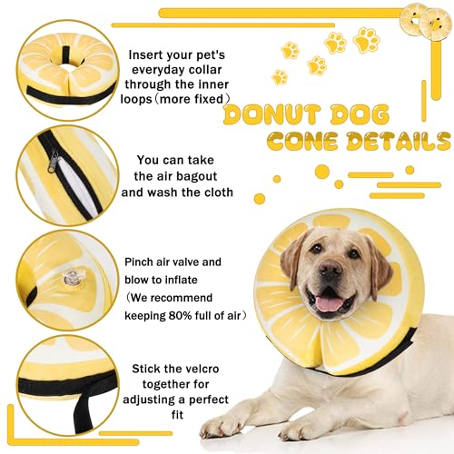 Inflatable Dog Cone Collar for Large Medium Small Dogs (Lemon / M+（neck 11"-14"）)