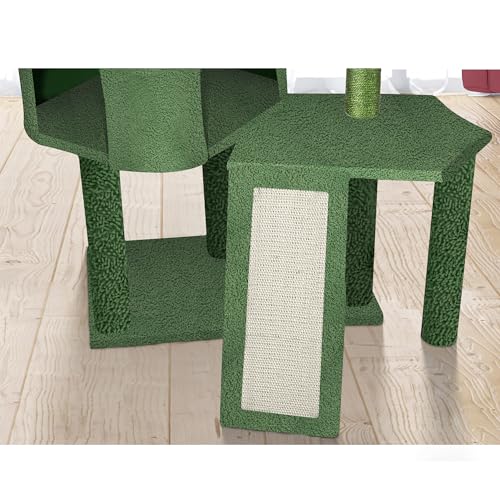 Wang Xin Four Layer Big Cat Tree with Huge Cat Condo and Two Hammocks Scratch Pad (Large / Green)