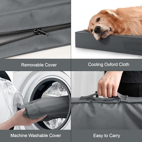 Large Waterproof Orthopedic Dog Bed with Egg Crate Foam (Grey / 41.0"L x 27.0"W x 3.5"Th)