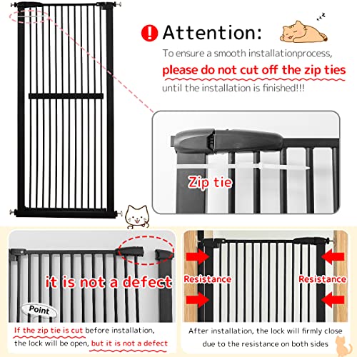 61.02" Extra Tall Pet Gate for Cat Dog 30.12" (61.02" H-black / 30.12"-38.38" W)