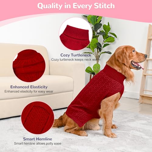 Dog Sweater 2 Pack for Large Dogs (Pink & Red / X-Large)