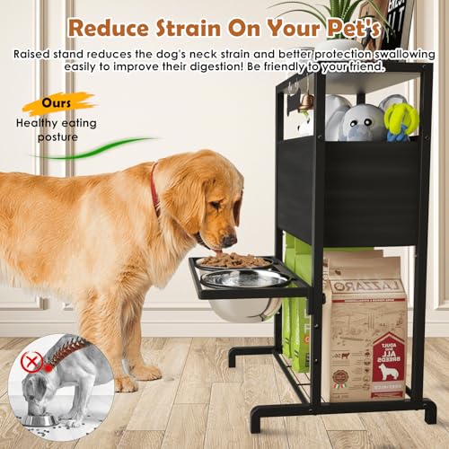 Elevated Dog Bowls (Storage Station & Adjustalbe Stand 4.5-12")