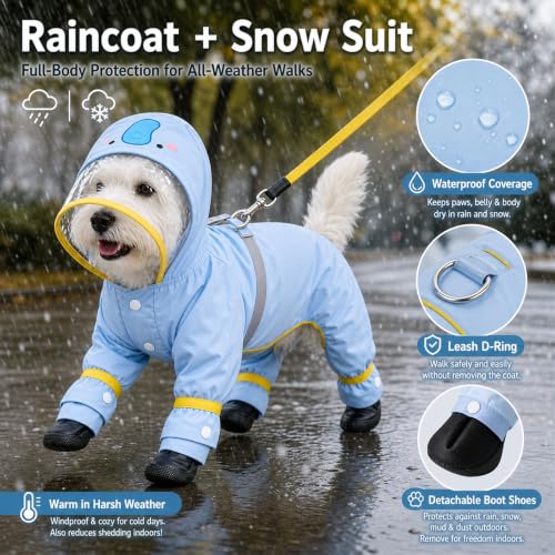Dog Raincoat with Removable Boots (Blue / XS(1-3lb))