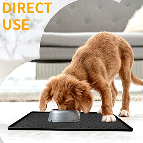 Pet Placemat for Dog and Cat (24.5"L x 16.5"W / Black)