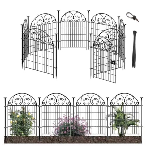 Tall Garden Animal Barrier Fence With Gate (40''(H)-8panels-17.5ft(L))