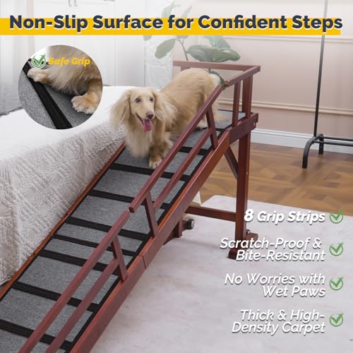 Dog Ramp for Bed or Couch (Mahogany / L-73.2"L x 16"W x 25"H)