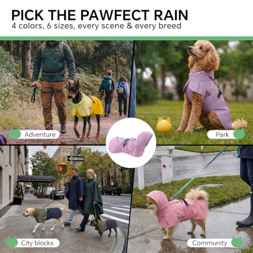 Dog Raincoat Adjustable Hooded Reflective Jacket with Pocket (Purple / Large)