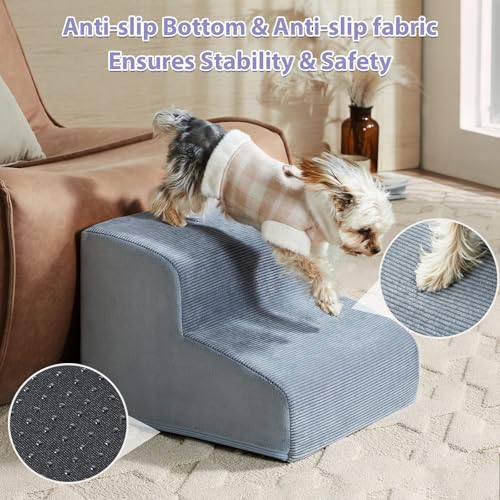 Dog Stairs for Small Dogs (Fleece Grey)