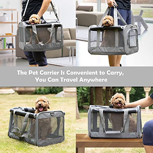 Pet Carrier for Large Cats up to 20lbs Soft (Grey / 18.1"L x 11.8"W x 11.8"H)