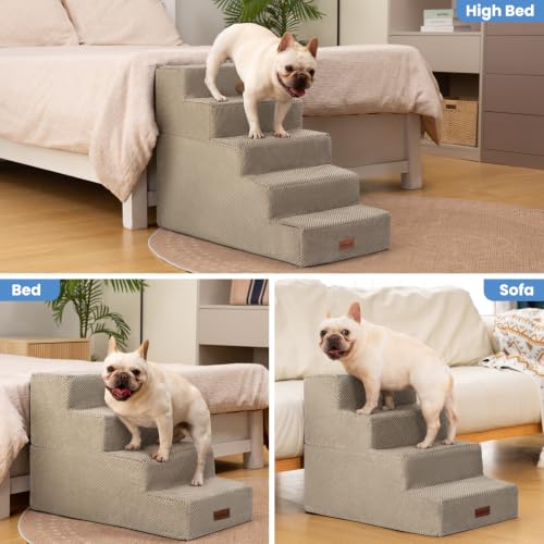 Dog Steps for Bed & Couch (Khaki / 4-Step 18.5" H)