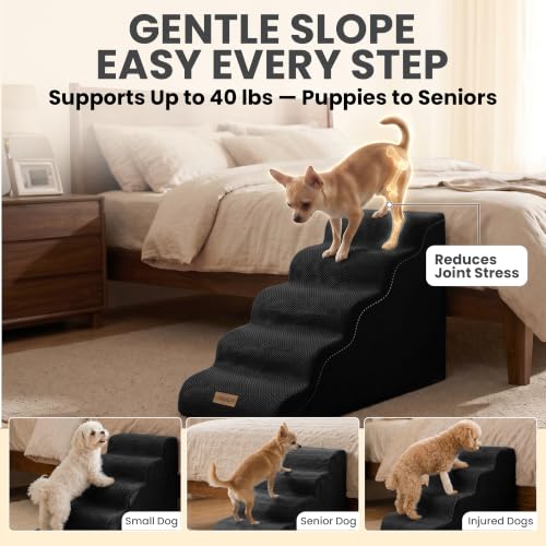 Dog Stairs for High Beds (Black / Stairs 24.5"H)
