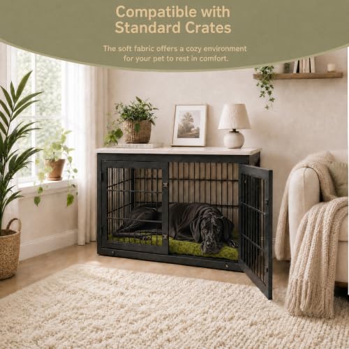 Washable Dog Bed Mat Medium Size Fluffy Pet Crate Pad 30x19 (Green / 30.00" x 19.00" x 1.50")