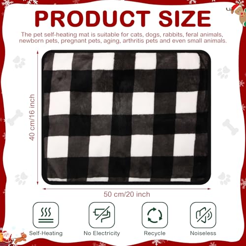 2 Pack Self Warming Cat Bed Self Heating Dog Pad Cat Warming Pad Thermal Pet Mat Washable Reflect Body Heat Removable Cover for Indoor Kittens Puppies (16 x 20 Inch)