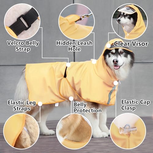 Dog Raincoat Hooded Slicker Poncho (Large / Light Yellow)