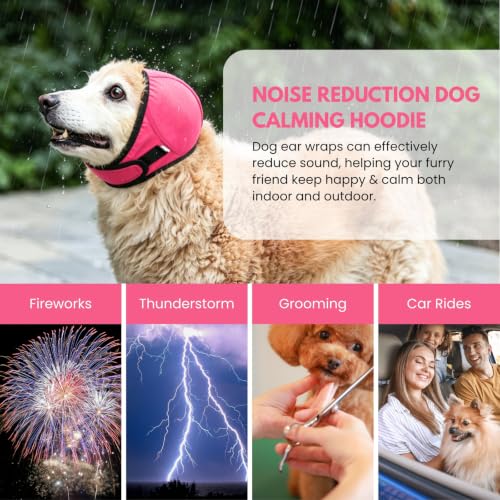 Waterproof Ear Covers for Bath & No Flap Ear Wraps for Dogs (A-PINK / S(Head Circle:10-14))