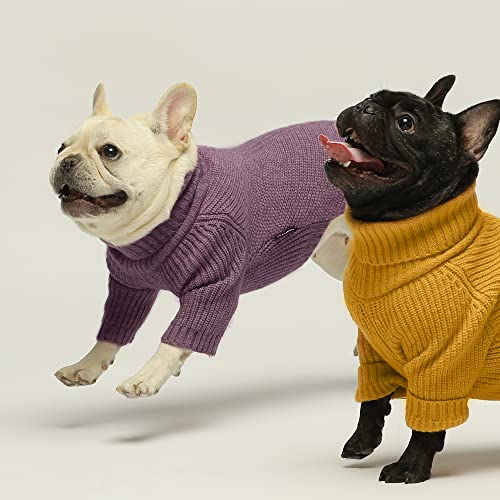 Thermal Knitted Dog Sweater Doggy Winter Coat Pet Clothes Doggie Turtleneck Jacket Puppy Outfits Cat Sweatsuit Lavender Purple XX (XX-Large / Purple)